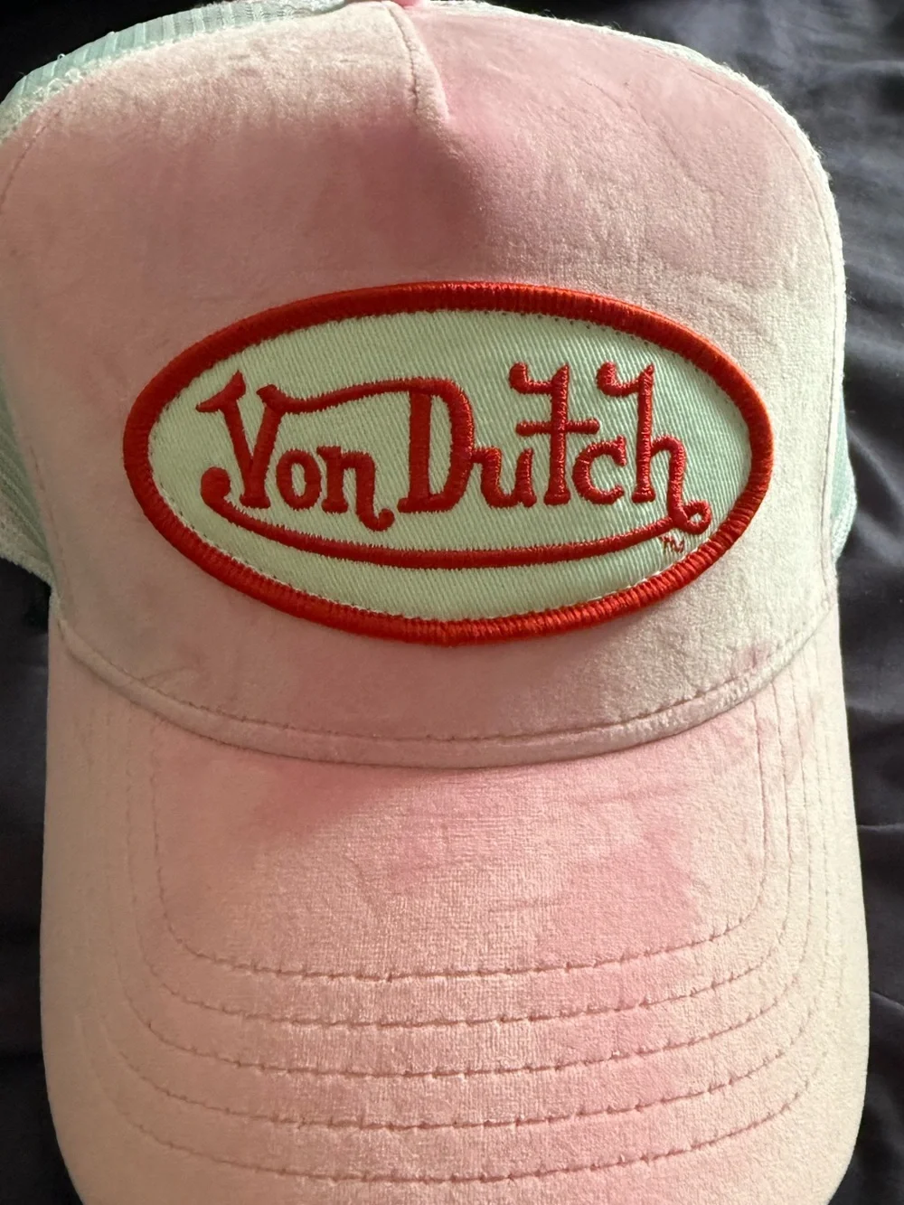 Von Dutch Pink Hat with Red Logo Patch
